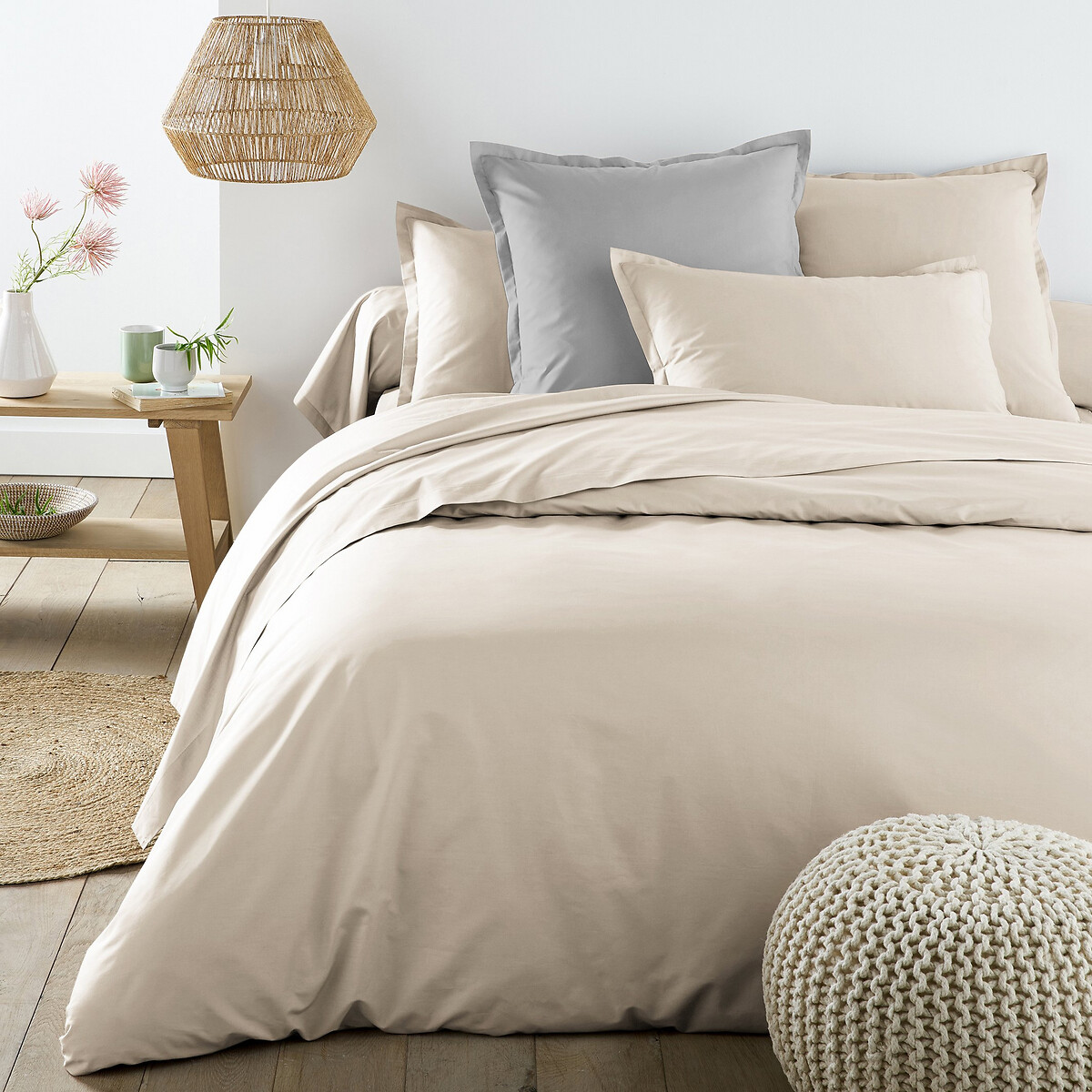 Funda de almohada de percal de algodón, 200 hilos, Scenario beige claro, LA REDOUTE INTERIEURS