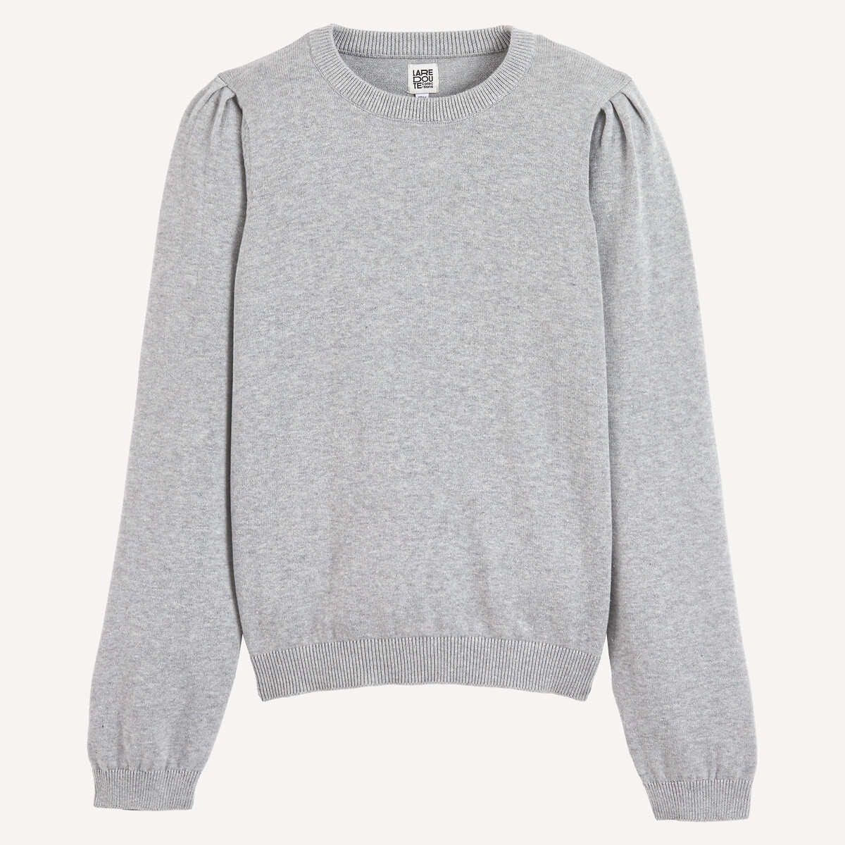 Jersey con cuello redondo de punto fino gris jaspeado, LA REDOUTE COLLECTIONS