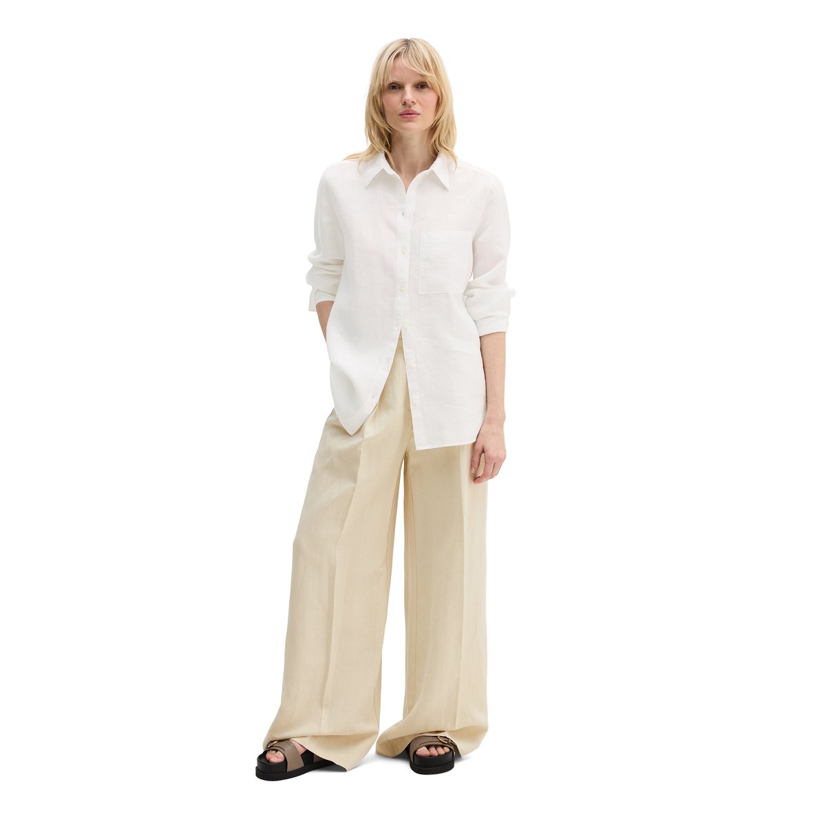 Blouse en lin regular en qualité légère blanc, MARC O'POLO