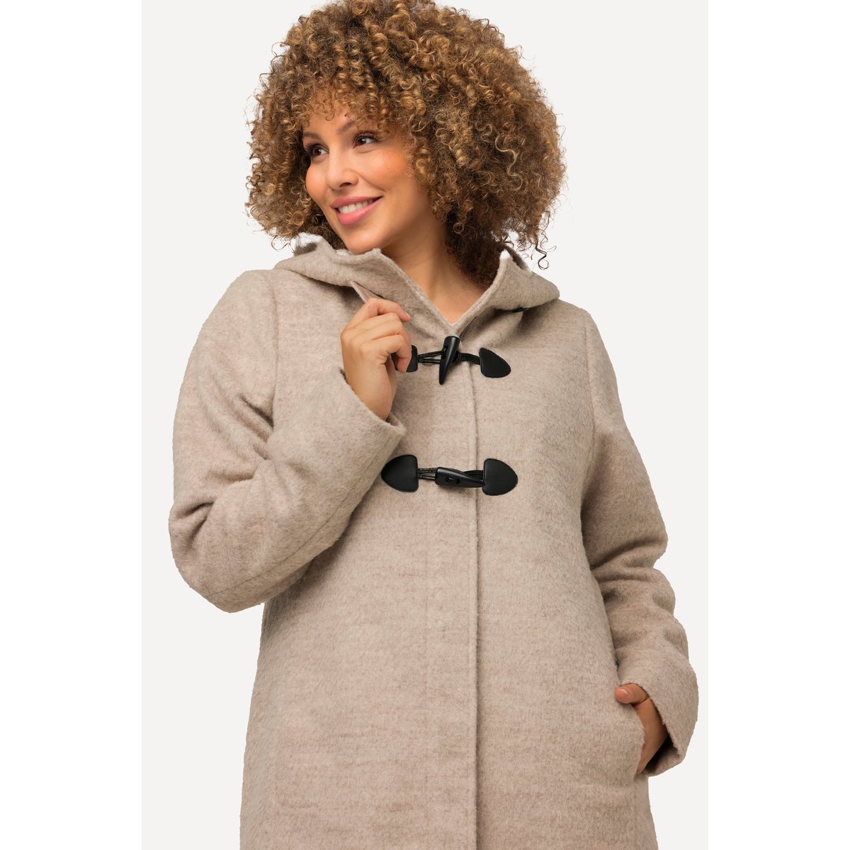 Duffle-coat en laine mélangée mastic foncé, ULLA POPKEN