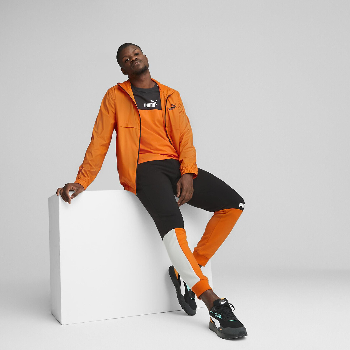 Pantalon de survêtement Colorblock noir/orange, PUMA