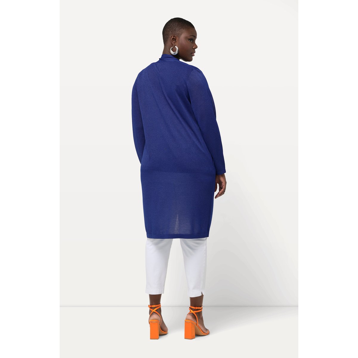 Cardigan long à encolure en V et col montant saphir foncé, ULLA POPKEN