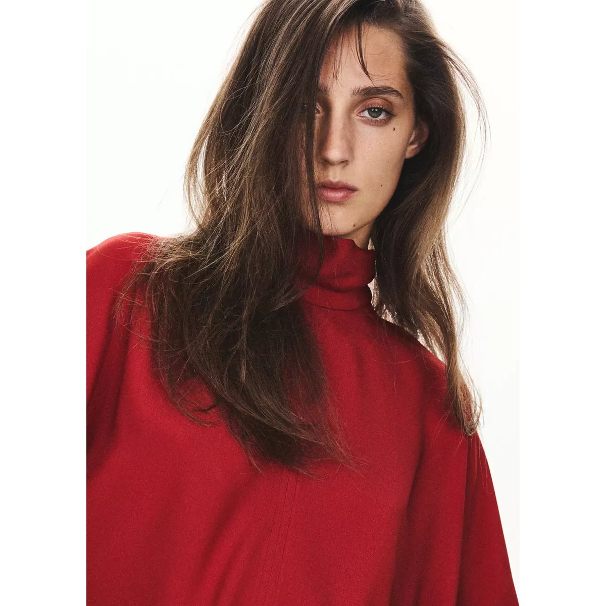 Chemisier droit col montant rouge, MANGO