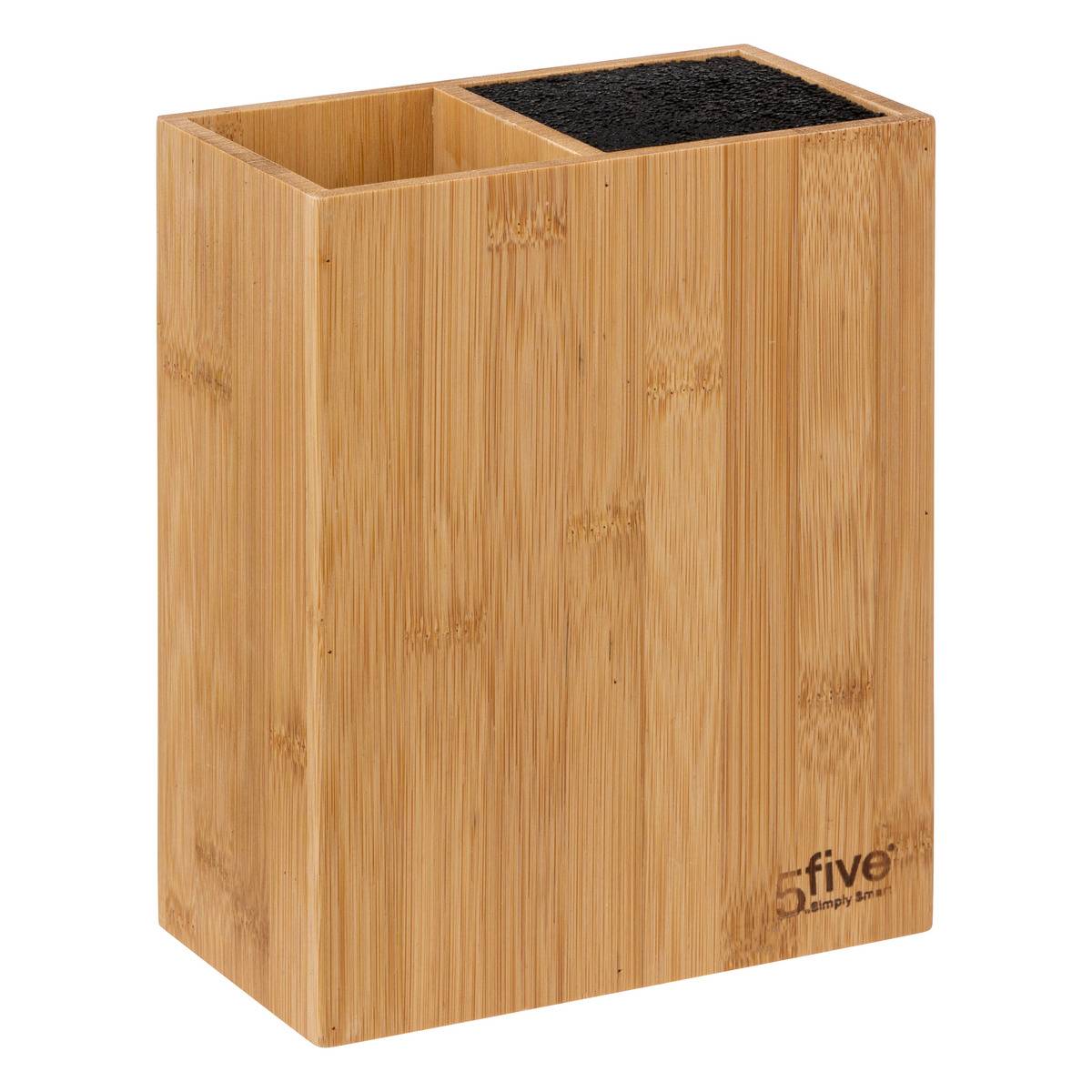 Bloc 5 couteaux & 5 ustensiles manche BLACK BAMBOO beige, 5FIVE SIMPLY SMART