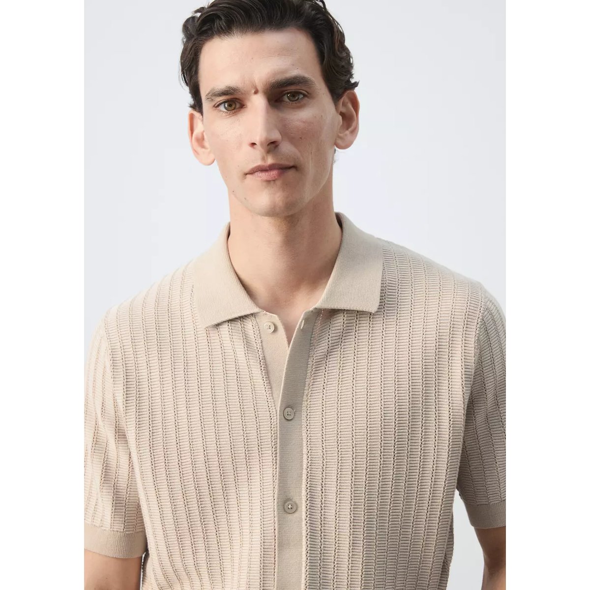 Chemise 100 % structure en maille sable, MANGO MAN