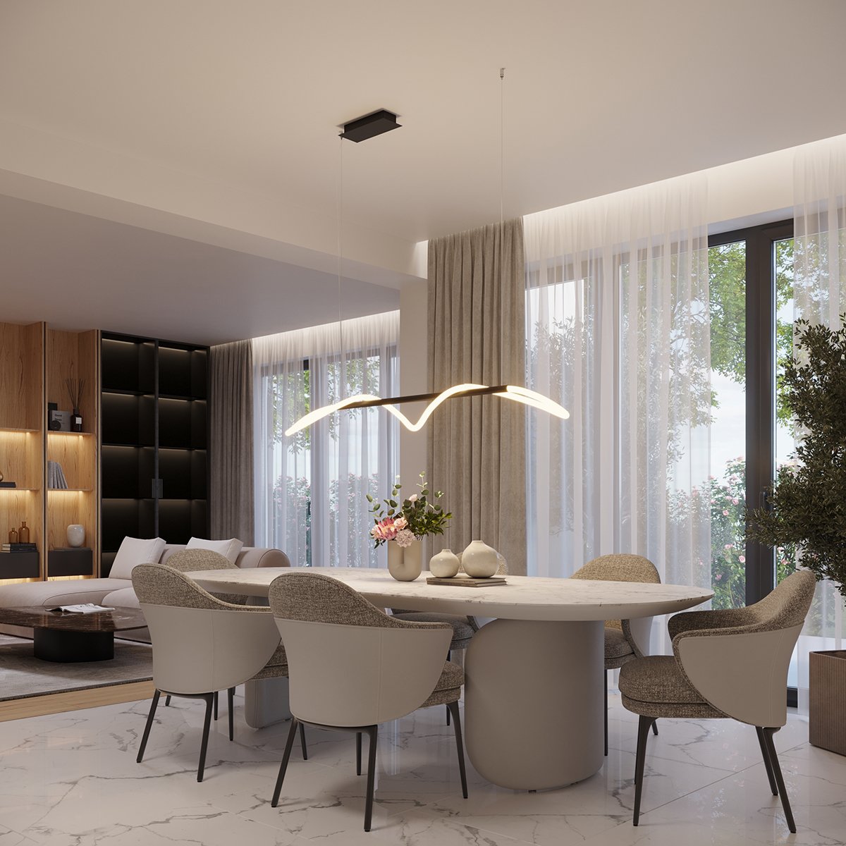 Suspension Aluminium Noir LED 1 Galakse noir, EDEN