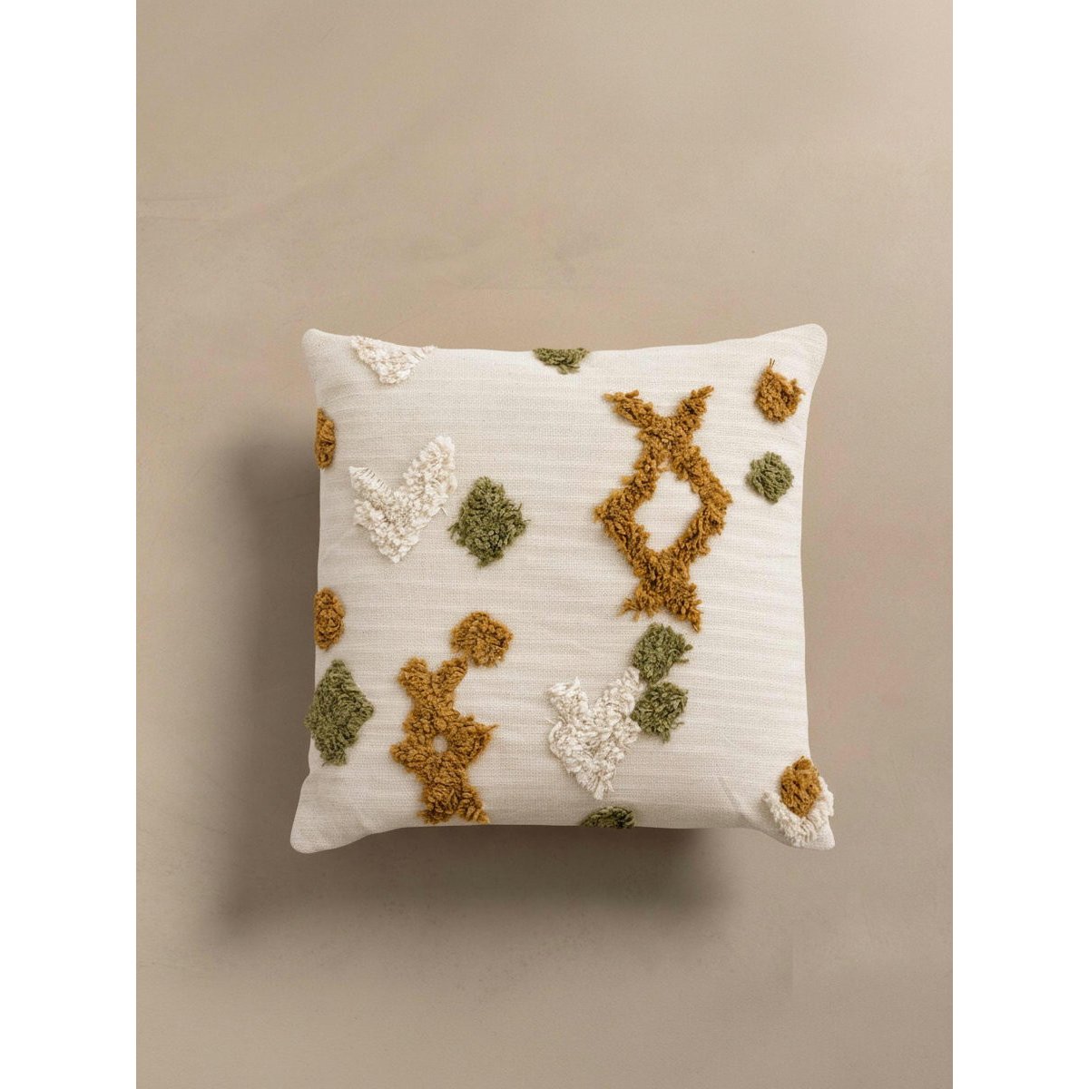 Coussin 100% Coton Géométrique -SIRA moutarde, KENAY