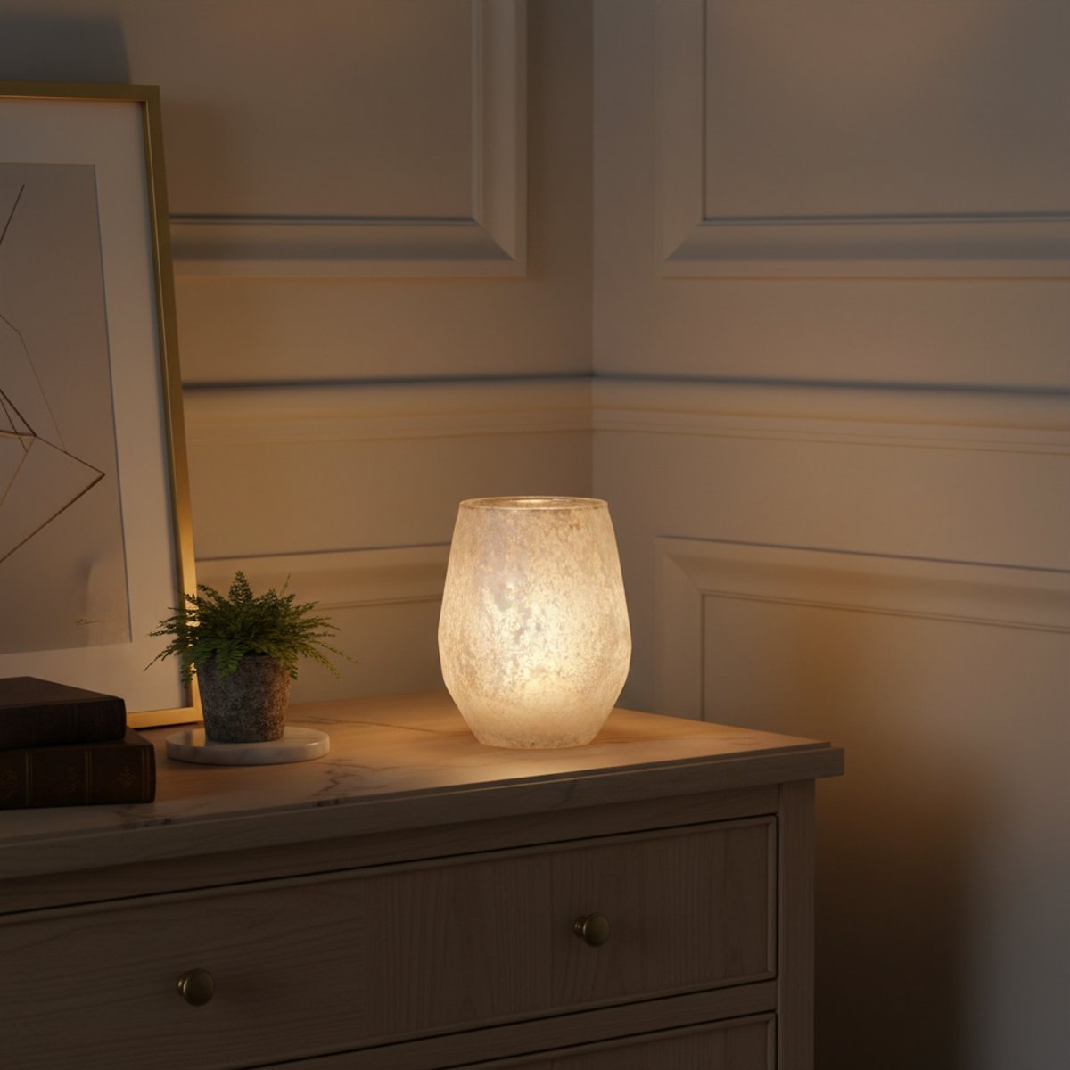 Photophore décoratif en verre H18 blanc, SIA DECO
