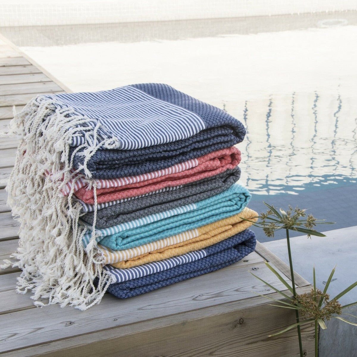 Lot de 2 foutas XXL coton IBIZA gris moyen, FEBRONIE