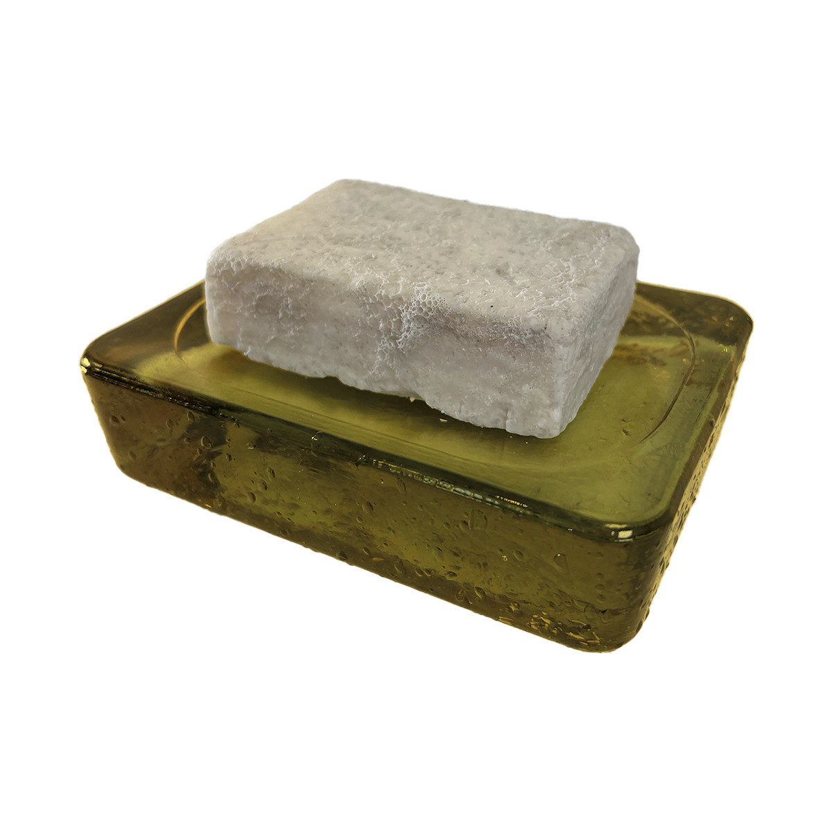 Porte-savon en verre recyclé BUBBLES miel, SENSEI MAISON