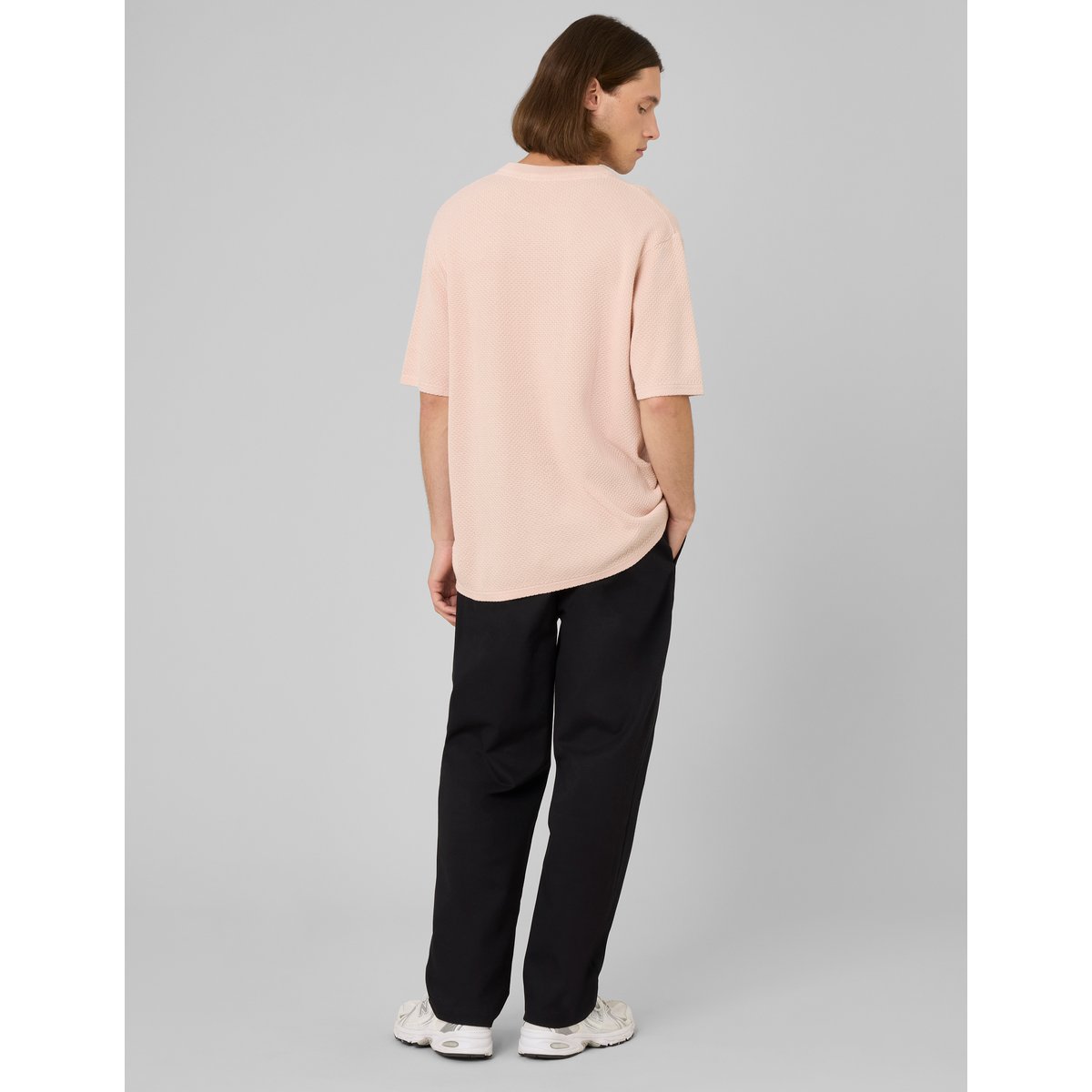 T-shirt maille texturée rose pâle, BZB