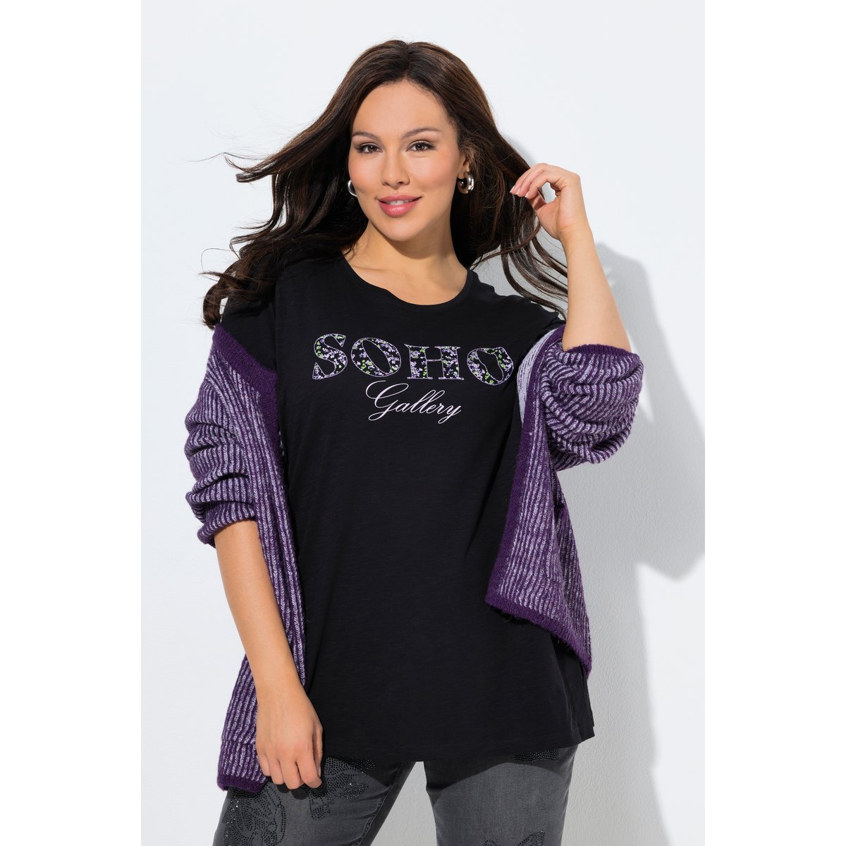 T-shirt avec message noir, ULLA POPKEN