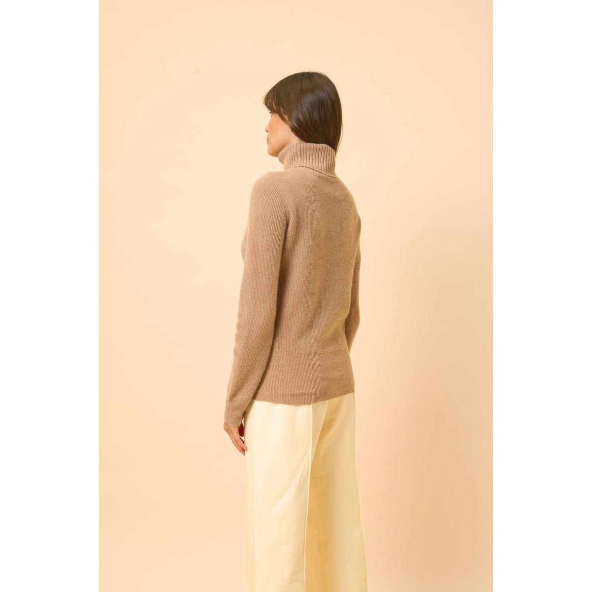 Pull Col Roulé Camel Chiné Billy camel chiné, JUST CASHMERE