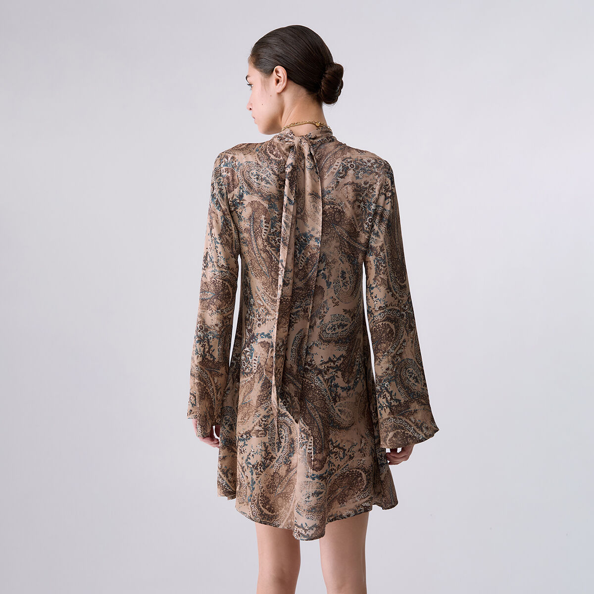 Robe Courte en Satin Imprimé cachemire, LIU JO