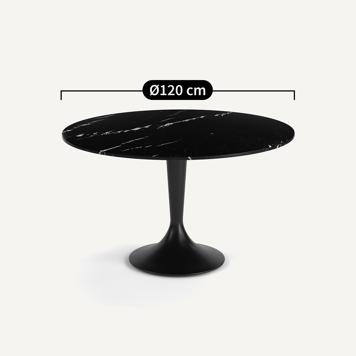 Tirondo Marble Table Top, Diameter 120cm black marble, AM.PM