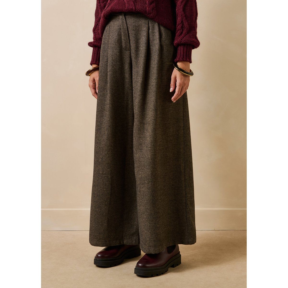 Pantalon oversize en tweed ecorce, LA FEE MARABOUTEE