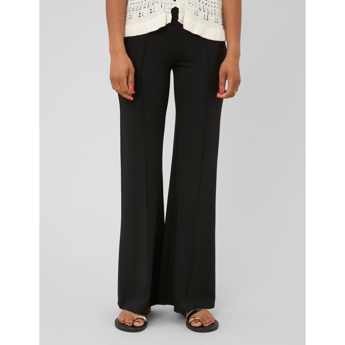Pantalon flare en maille noir, BZB