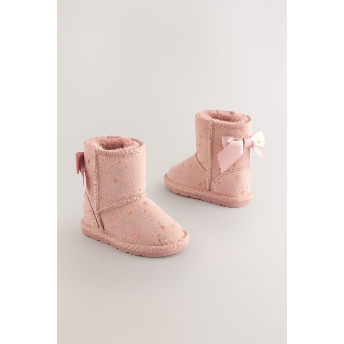 Bottes hautes à enfiler en daim déperlant noeud rose, NEXT