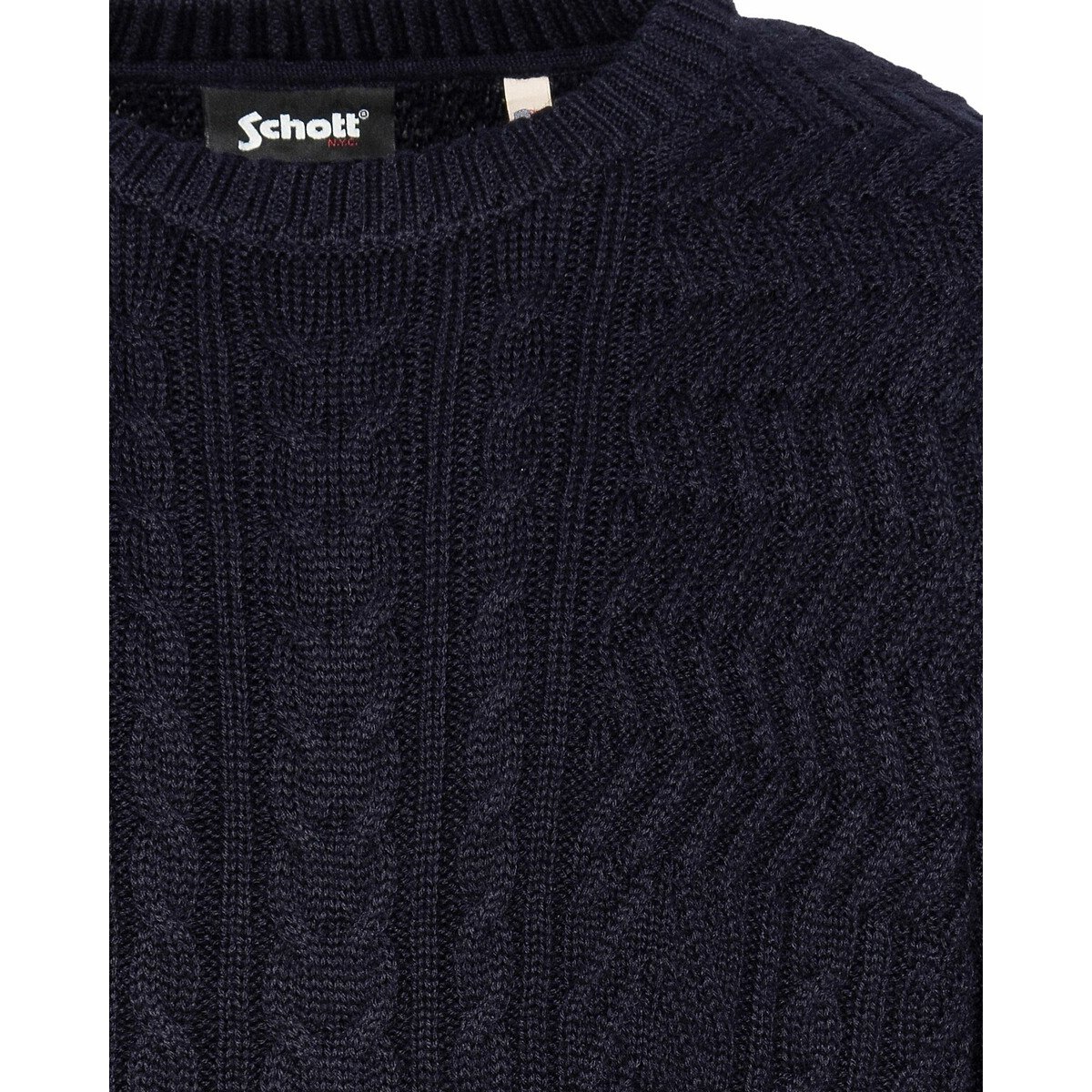Maglione girocollo in maglia grossa blu marino, SCHOTT