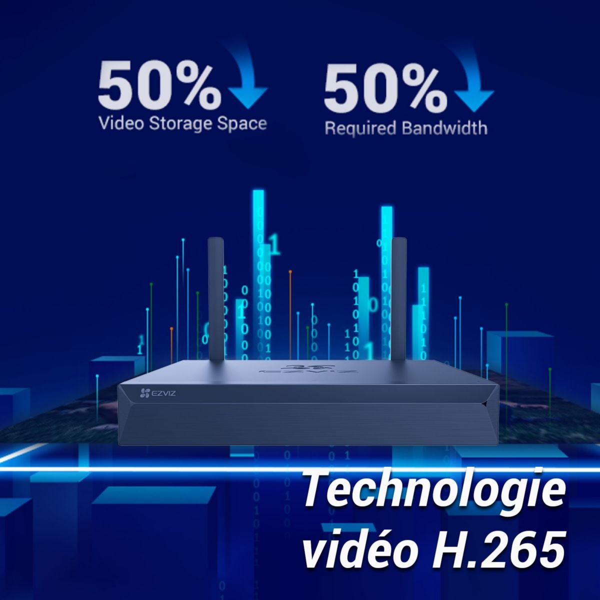 Caméra de surveillance NVR H5S+ 4 caméras extérieures H3C 2K+ couleur unique, EZVIZ