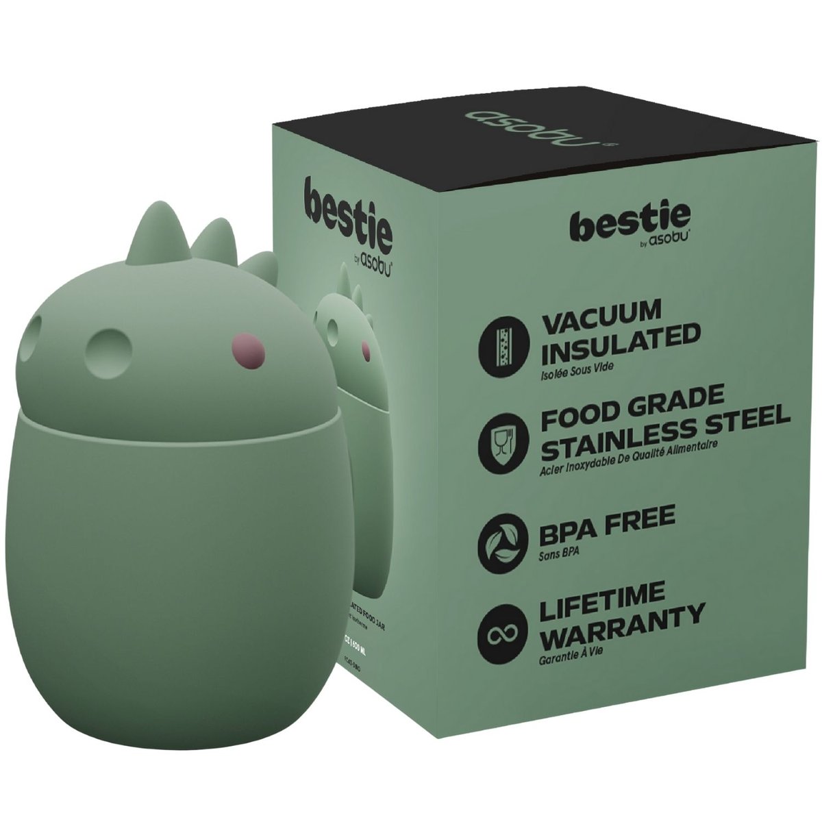 Boîte repas isotherme Bestie vert, noir, ASOBU
