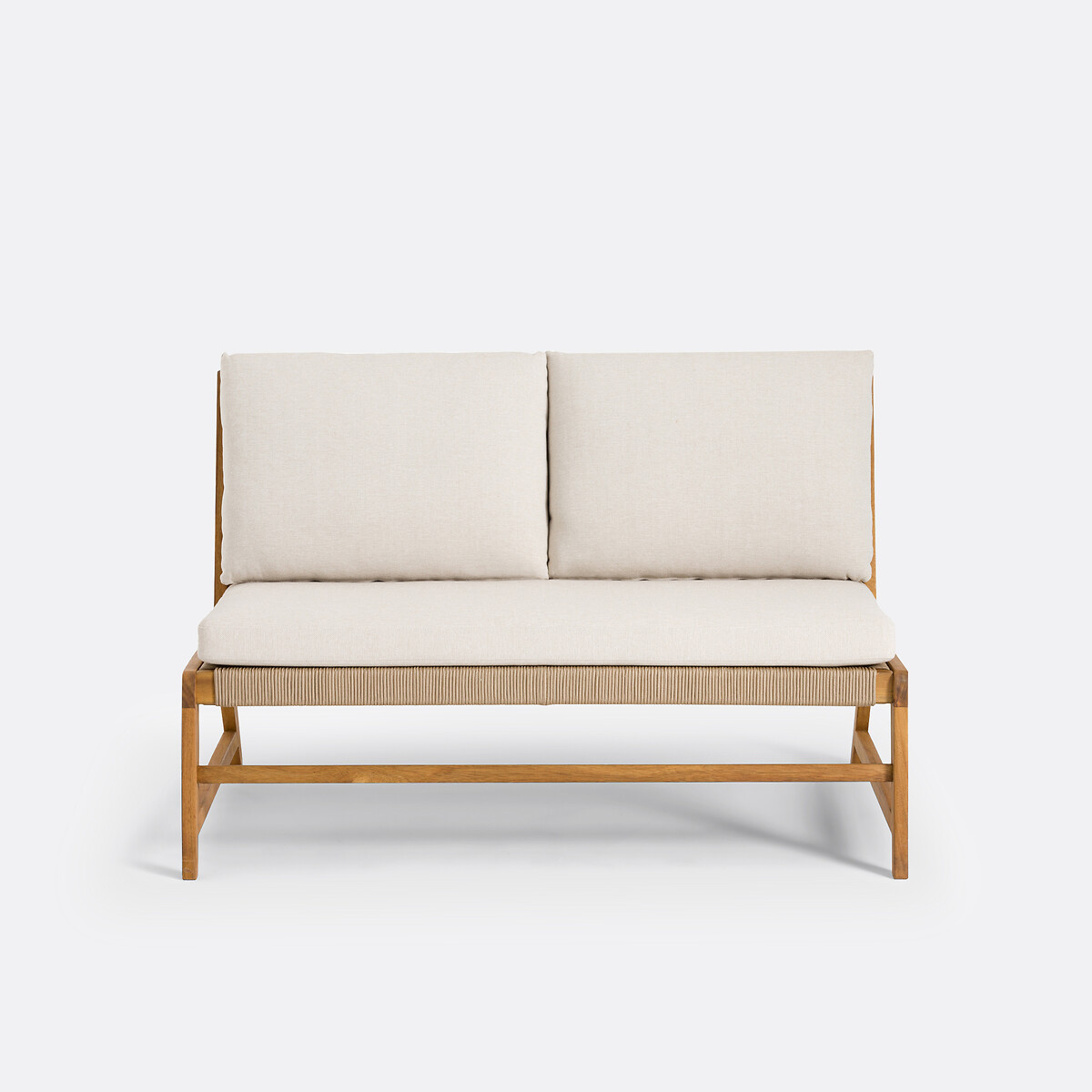 Canapé de jardin 2 places en acacia, Natou beige/écru, LA REDOUTE INTERIEURS