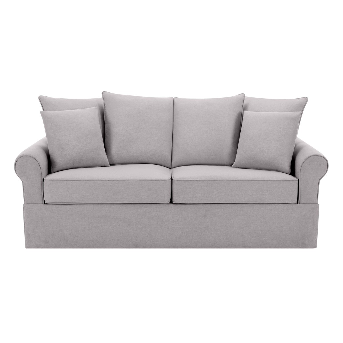 Canapé droit en polyester 3 places, MERIDITH gris clair, OVIALA