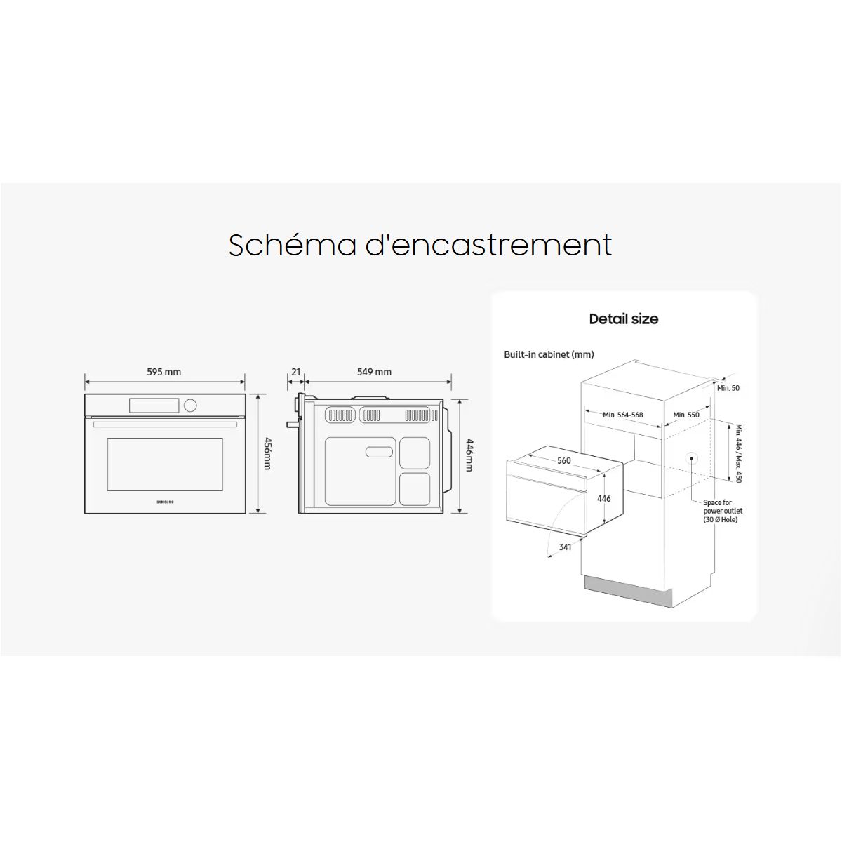 Micro ondes combiné encastrable NQ5B6753CAK Bespoke noir, SAMSUNG