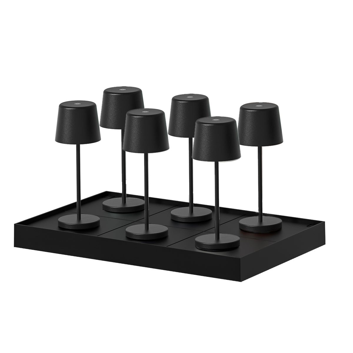 Lot de 6 Lampes de table avec socle 6x KELLY MINI noir, LUMISKY