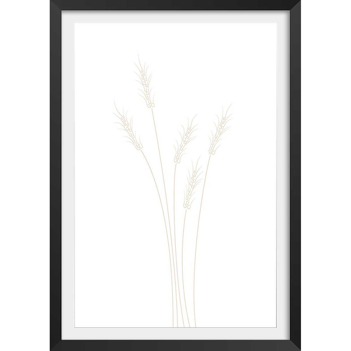 Affiche  scandi blés affiche + cadre en bois - noir, HEXOA