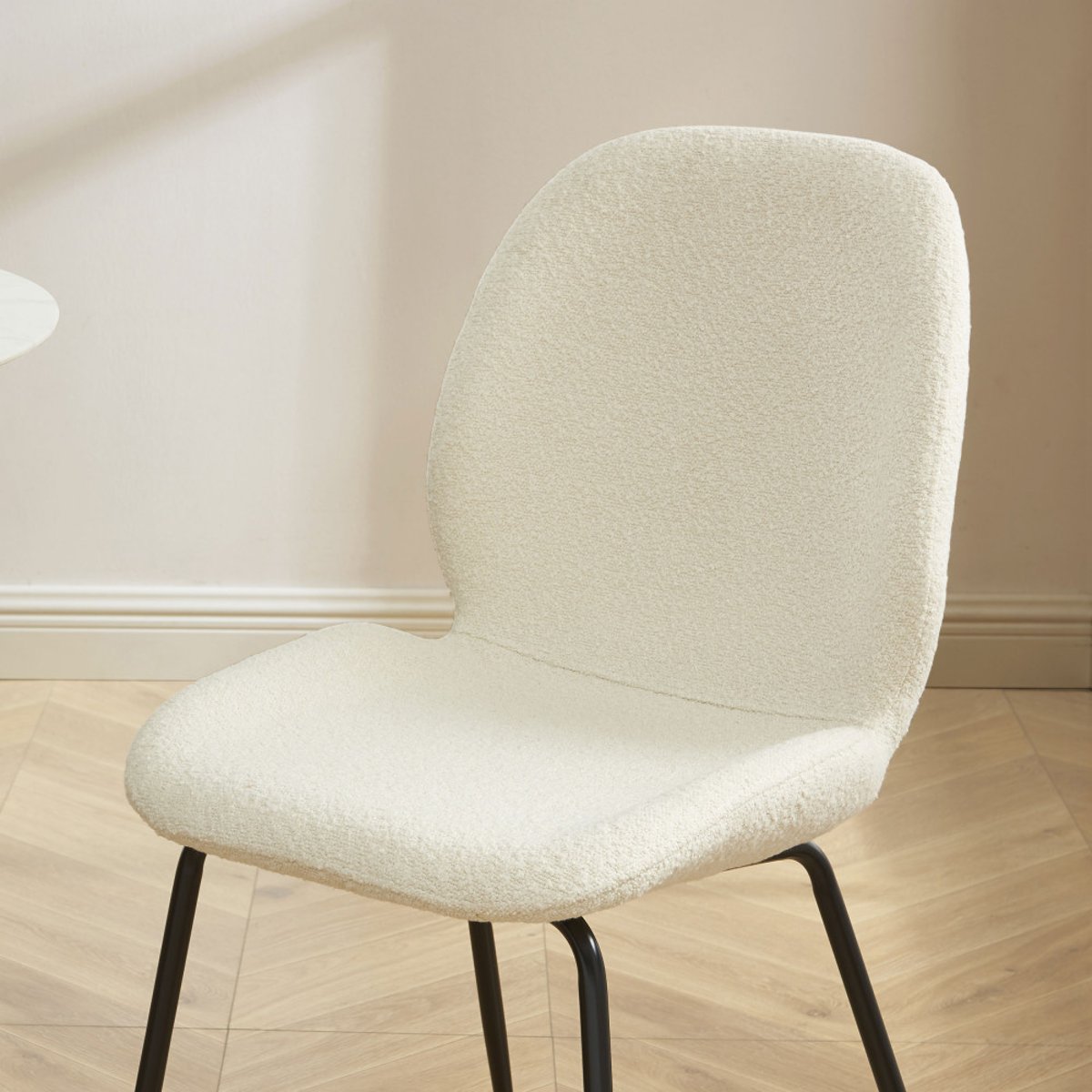 Lot de 2 chaises en tissu bouclette et métal- RAY écru, DRAWER