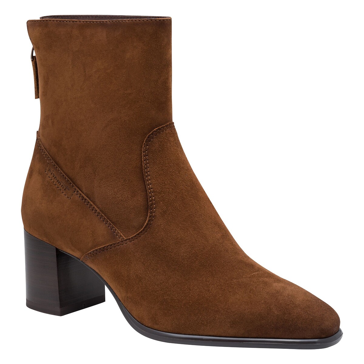 Bottines à talons, en cuir suède cognac, TAMARIS