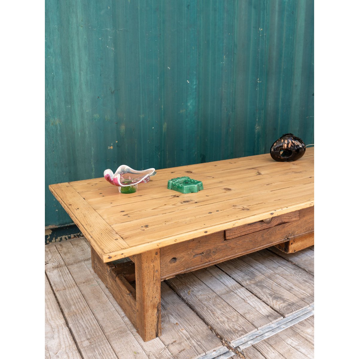 Grande table basse en bois Léonie N°1067 - Bon état bois clair, DEBONGOUT