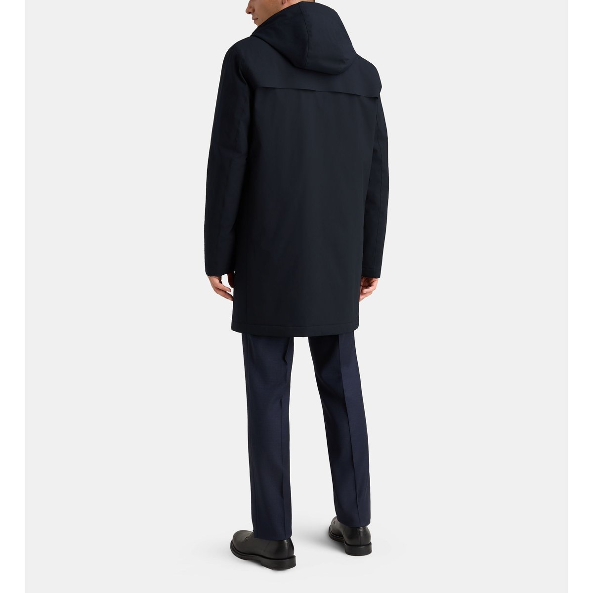 Parka mi longue bielo déperlante à capuche bleu marine, COMPTOIR GL