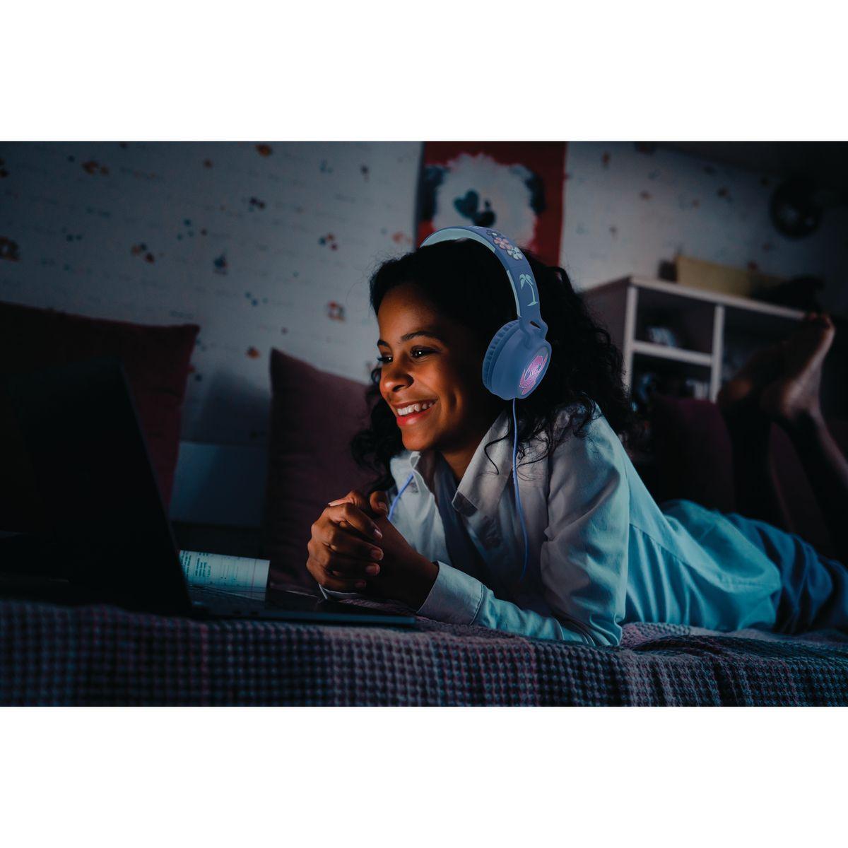 Casque lumineux pliable Bluetooth® et filaire Stitch bleu, LEXIBOOK