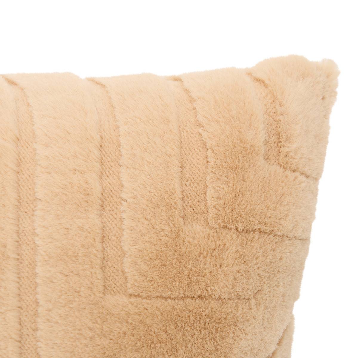 Coussin carré en imitation fourrure ARKA beige lin, ATMOSPHERA