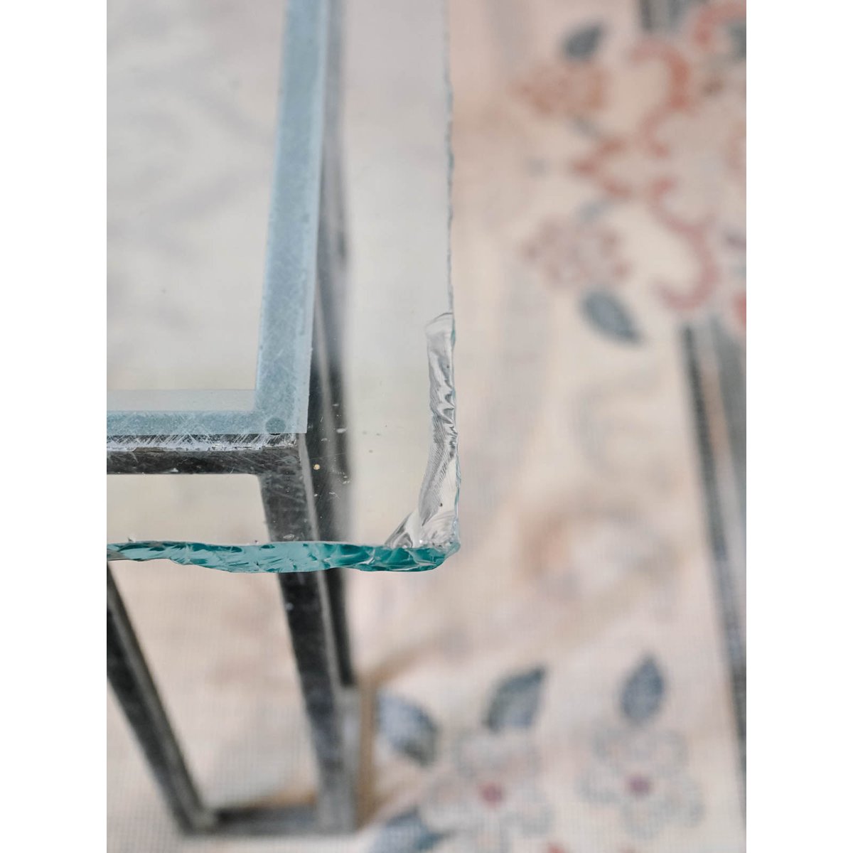 Table basse en verre et fer forgé Donna N°1529 - Bon état transparent, DEBONGOUT
