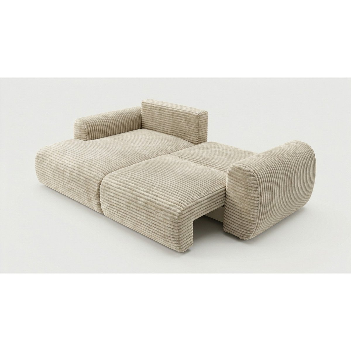 Canapé d'angle convertible 2,5 places en gros côtelé doux, LUCIEN beige, BOBOCHIC