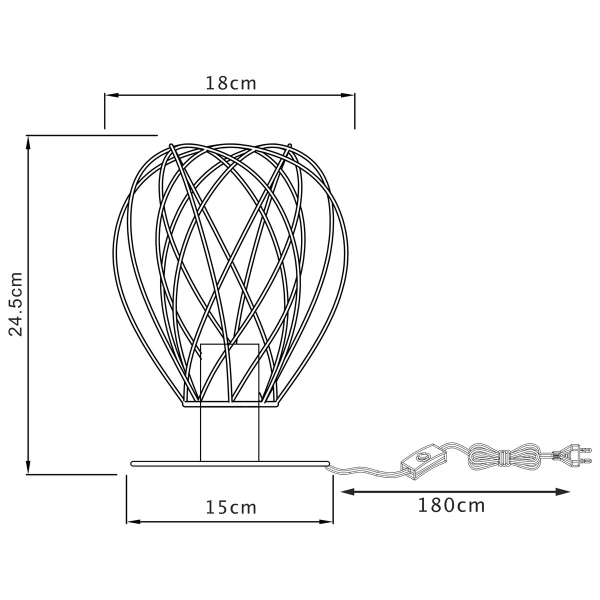 Lampe à poser en métal, MERONE noir, INSPIRE