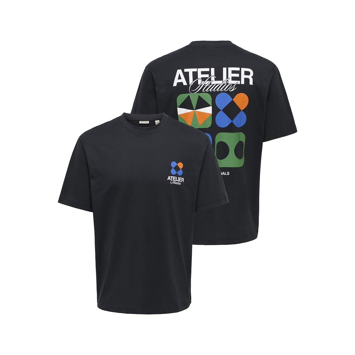 T-shirt, motivo estampado atrás preto , ONLY & SONS