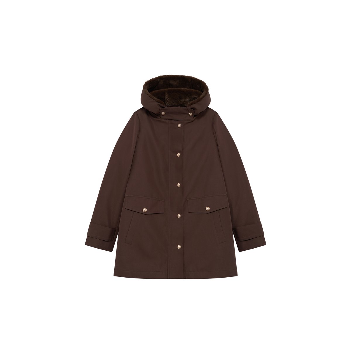 Parka droite doublure GPENELOPE marron foncé, CAROLL
