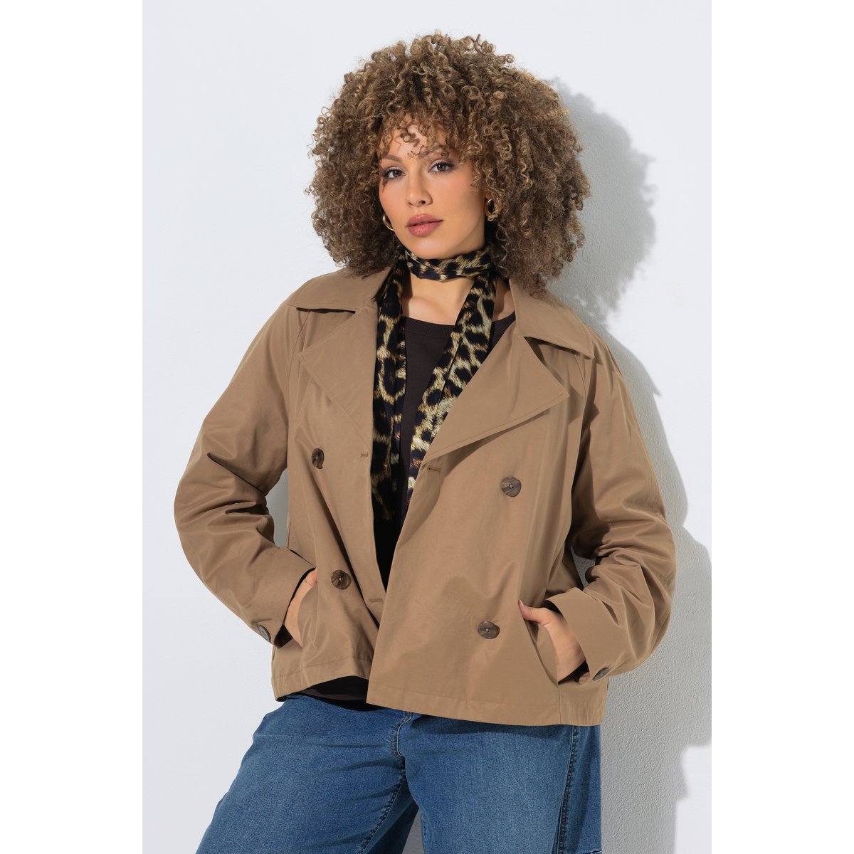 Trench-coat court, col à revers marron, ULLA POPKEN