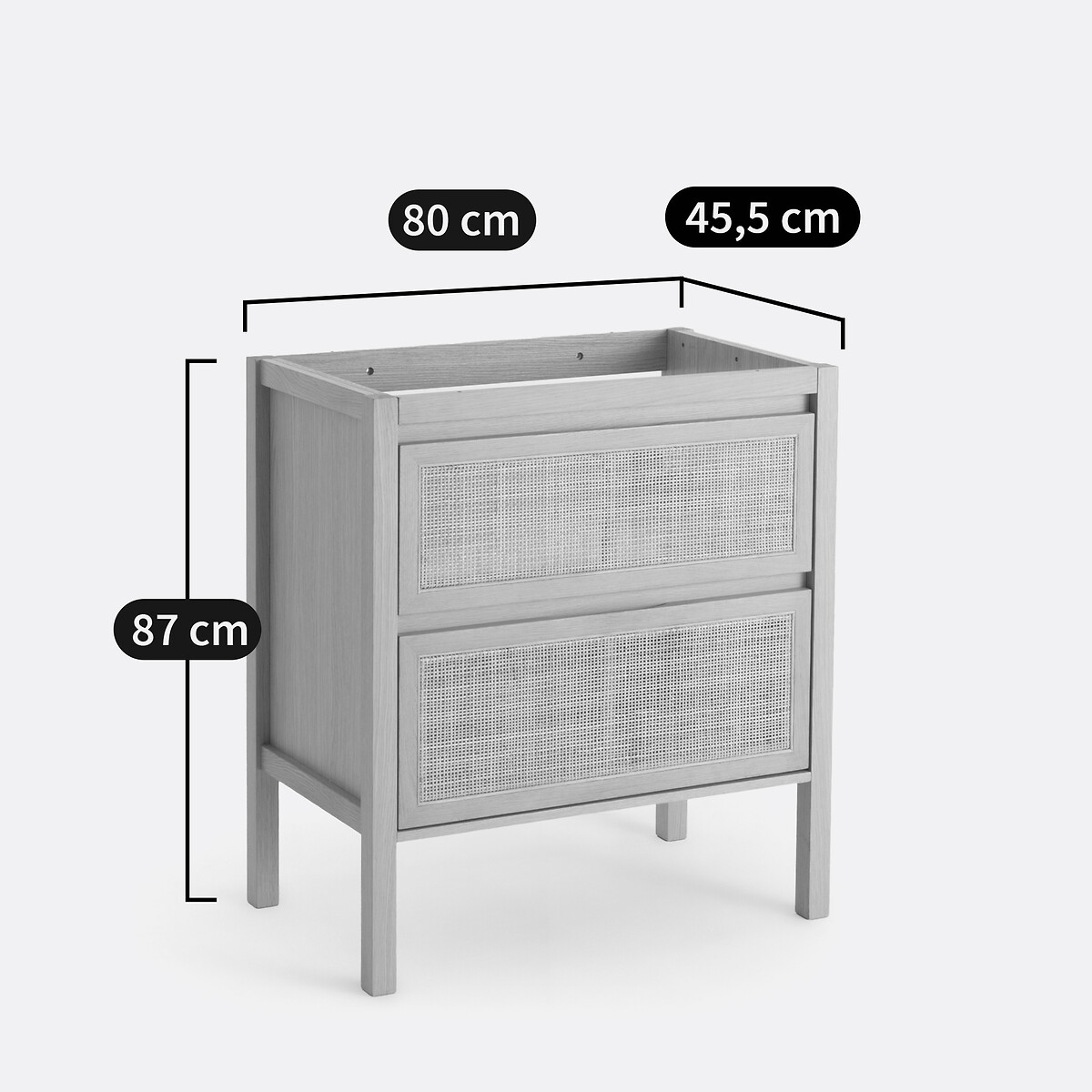 Waschtisch Lumpa mit 2 Rattanschubladen, B. 80 cm natur, LA REDOUTE INTERIEURS