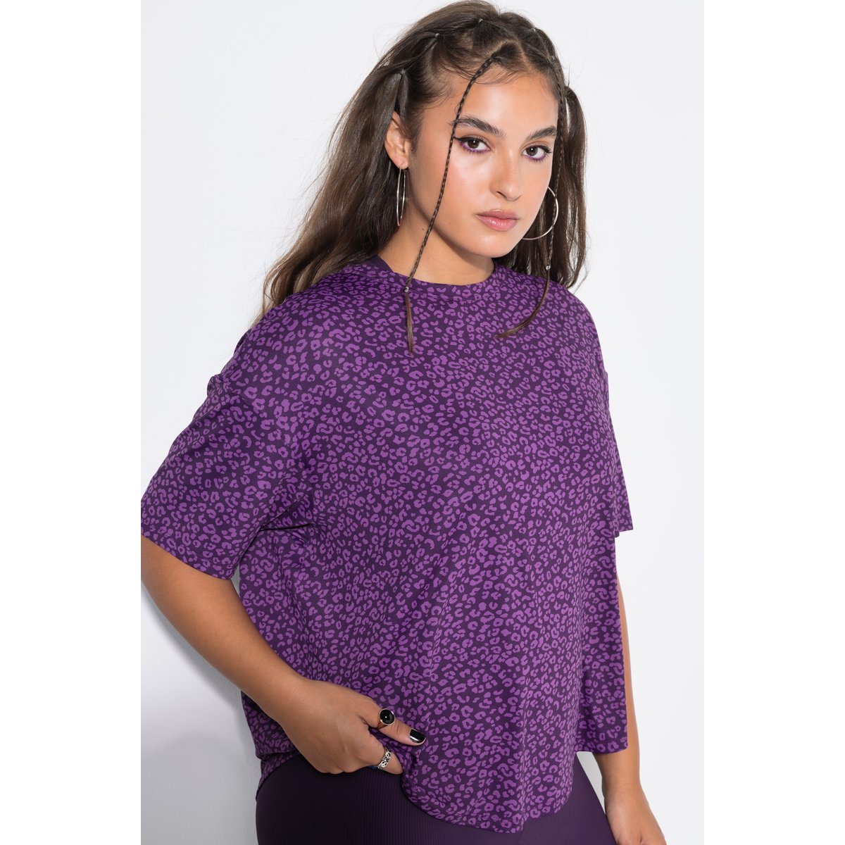 T-shirt de sport oversize, imprimé au dos aubergine, STUDIO UNTOLD