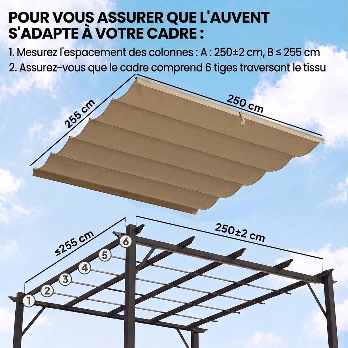 Toit de cabine de rechange Polyester Ecru ecru, OUTSUNNY