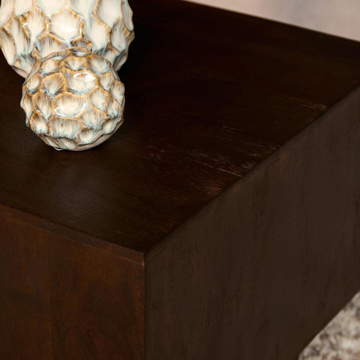 Table basse cube vintage en bois brun 56 cm ALMA marron, PIER IMPORT