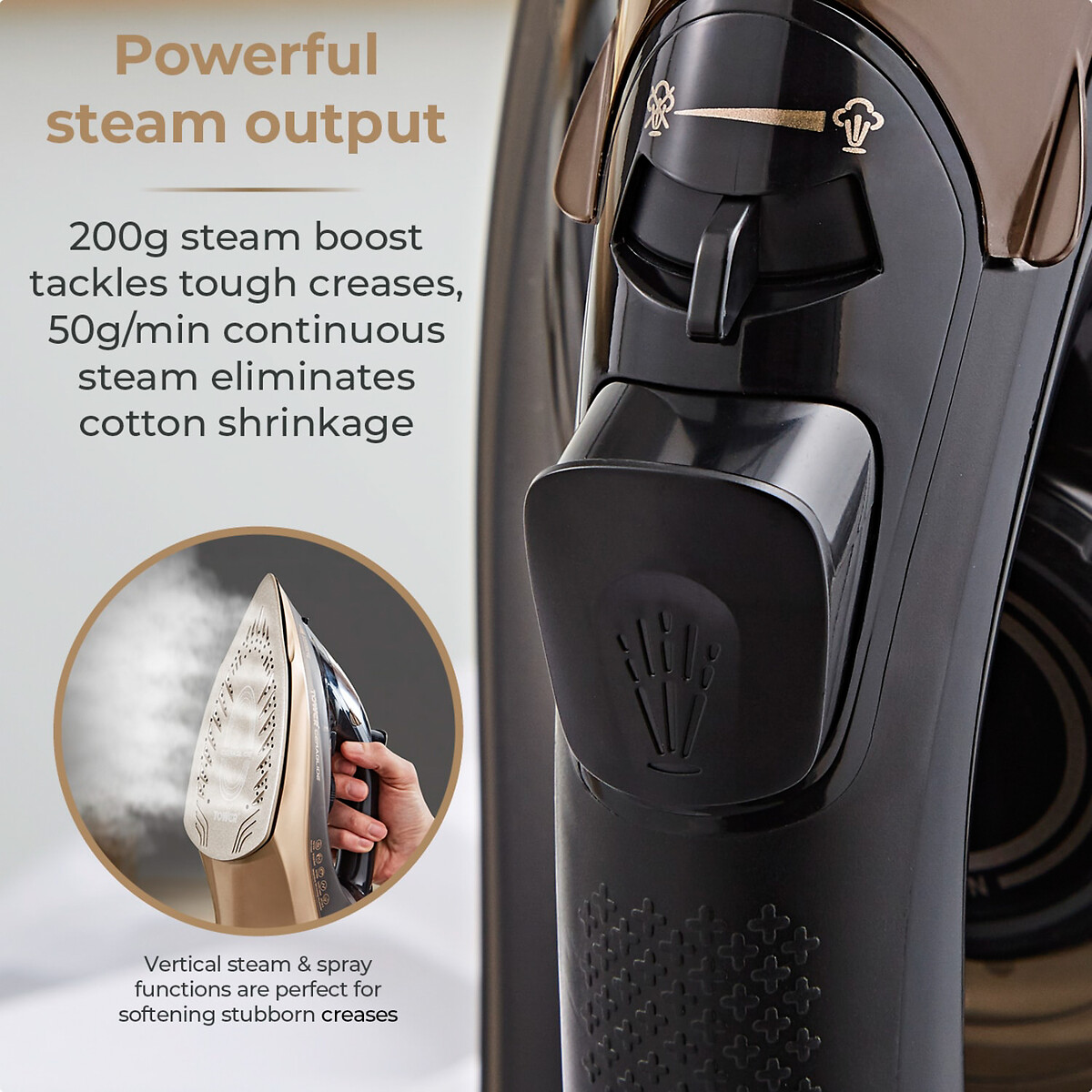 CeraGlide 360 Cord/Cordless Steam Iron with Rapid Heat-Up and Recharge - T22022 black/gold, TOWER