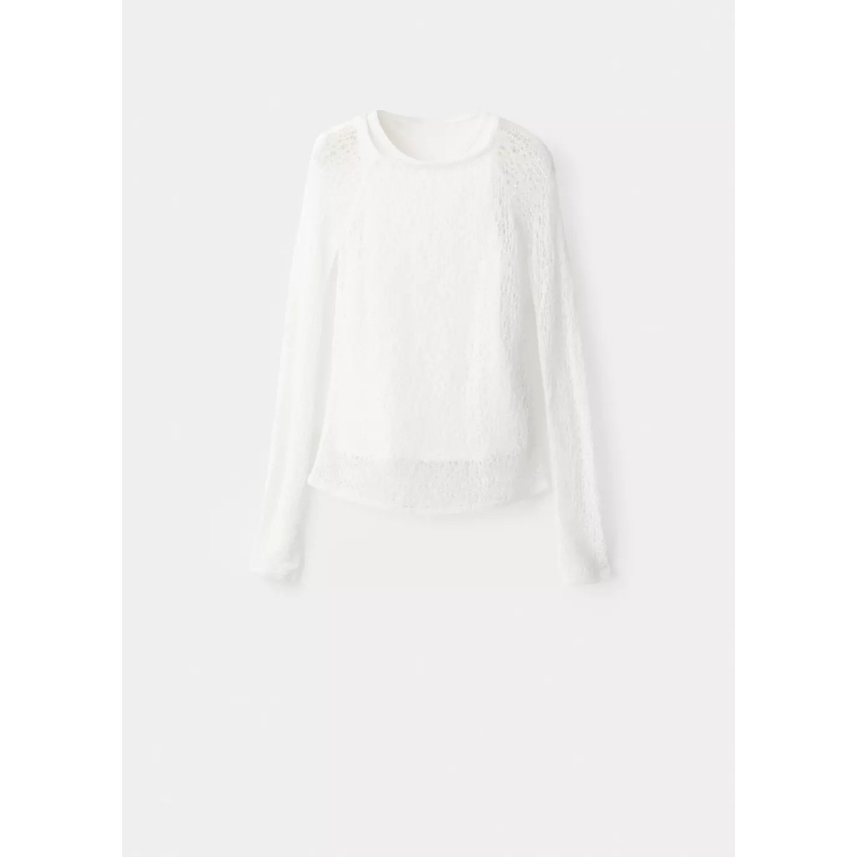 Pull superposé maille ajourée écru, MANGO