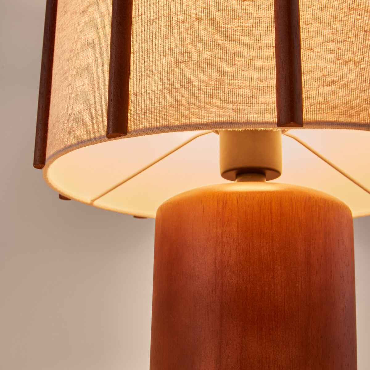 Lampe à poser en hévéa et lin, Vintela marron, LA REDOUTE INTERIEURS