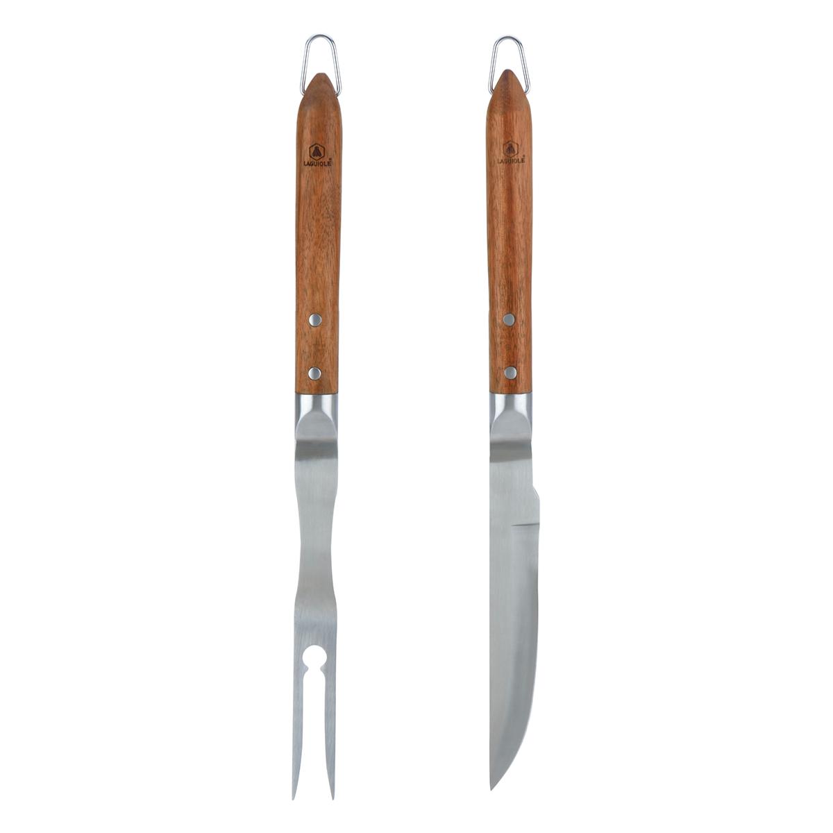 Set de couteau et fourchette de barbecue - "Sève" couleur unique, LAGUIOLE CUISSON